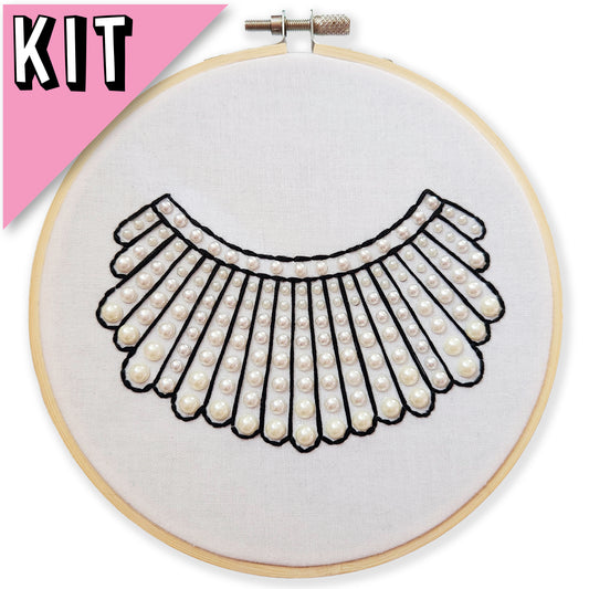 6" NEW Pearls RBG Dissent Collar Embroidery Kit - Easy