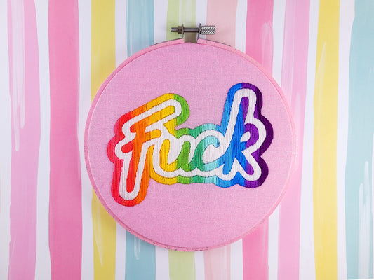 6" Lisa Frank Inspired "fuck" Embroidery Kit