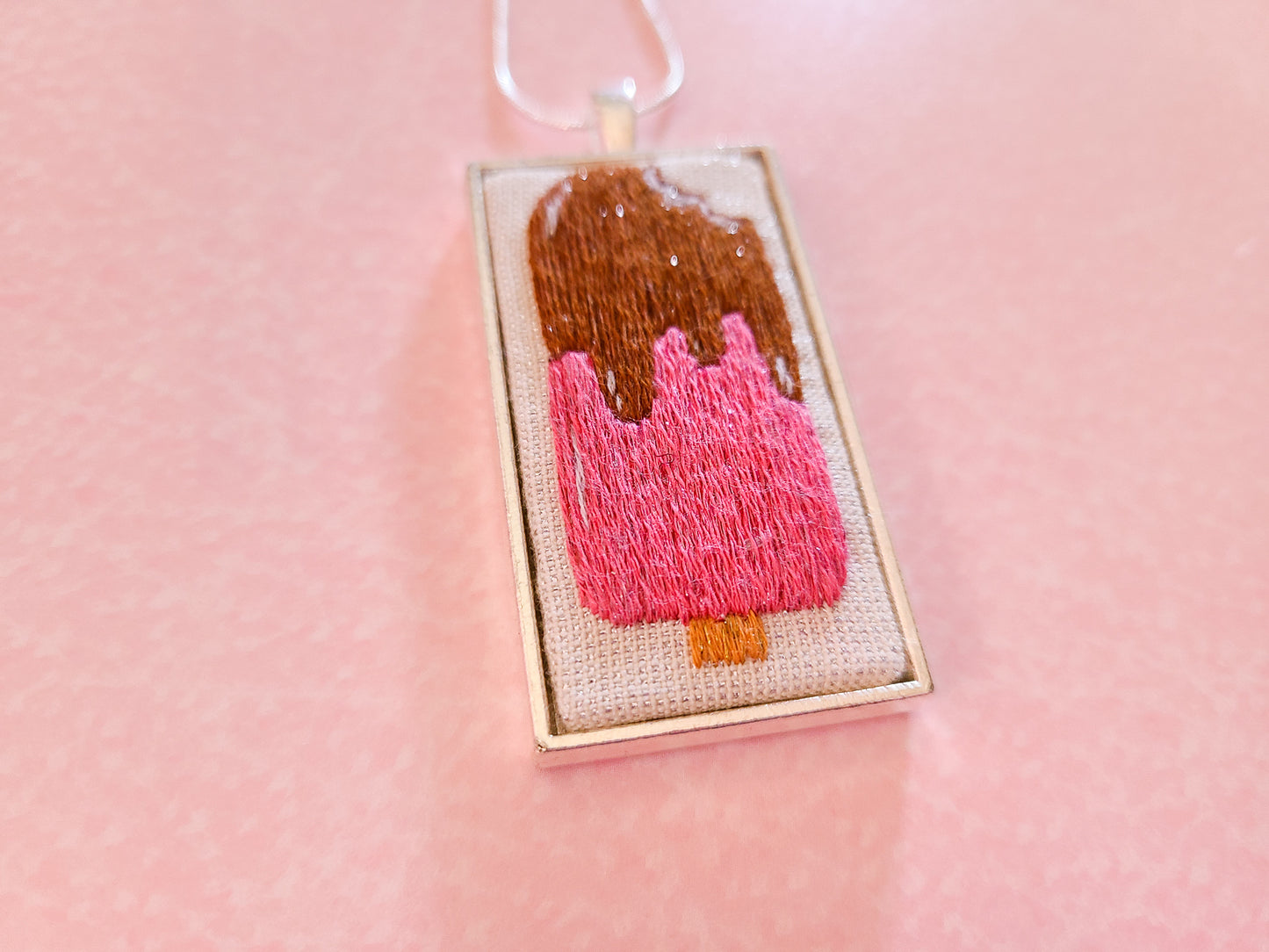 Embroidered Ice Cream Bar Necklace