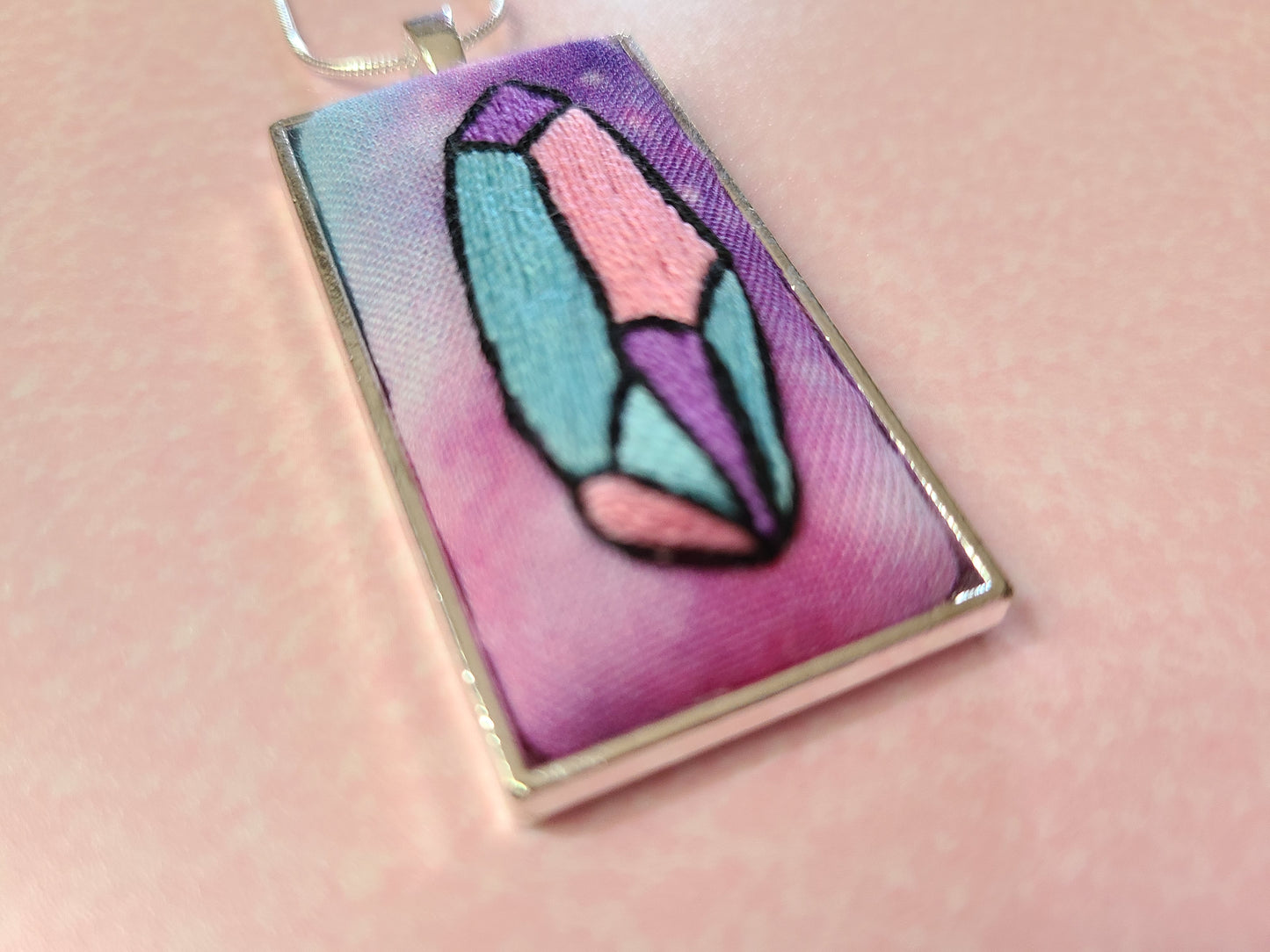Embroidered Colorful Cosmic Crystal Necklace