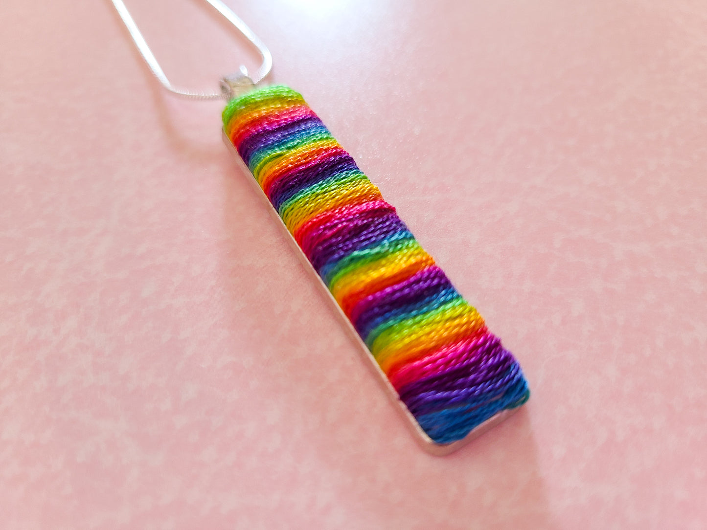 Embroidered Rainbow Necklace