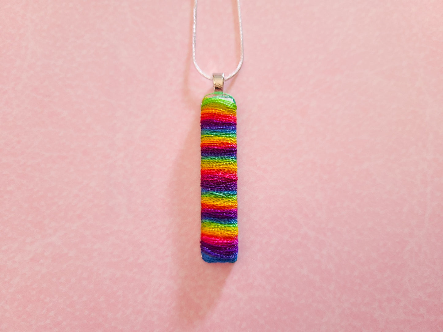 Embroidered Rainbow Necklace
