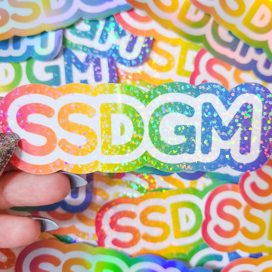 My Favorite Murder SSDGM Holographic Sticker, 3.5x1.25 in.